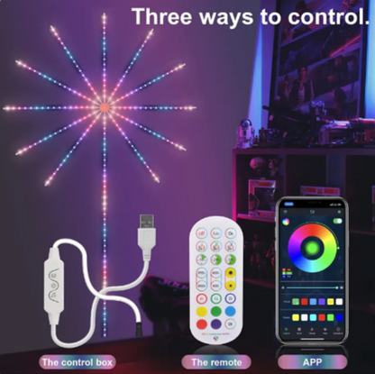 Music-Sync Firework LED Lights - Color-Changing Strip with Remote