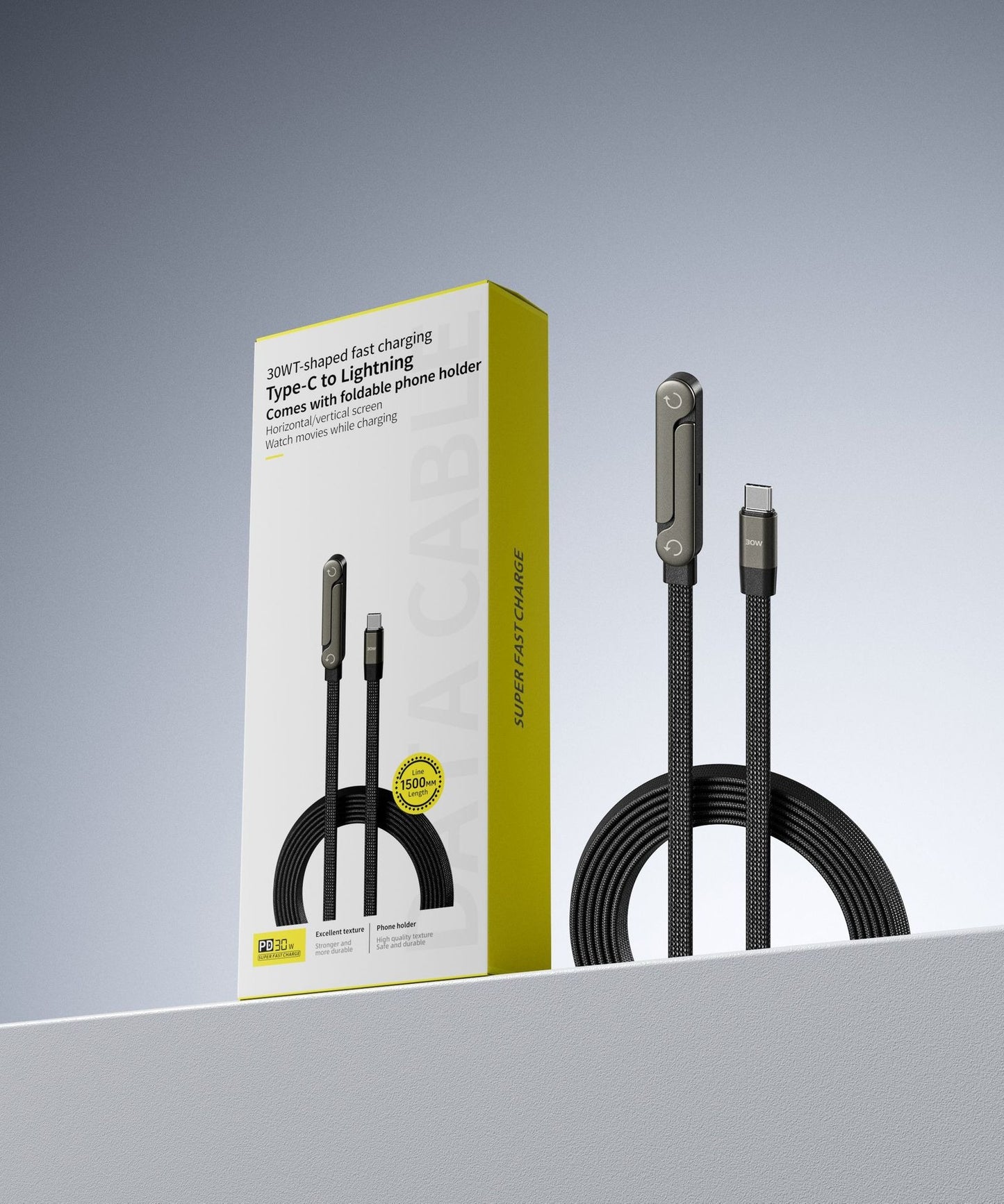 Foldable Fast Charge Phone Stand Cable