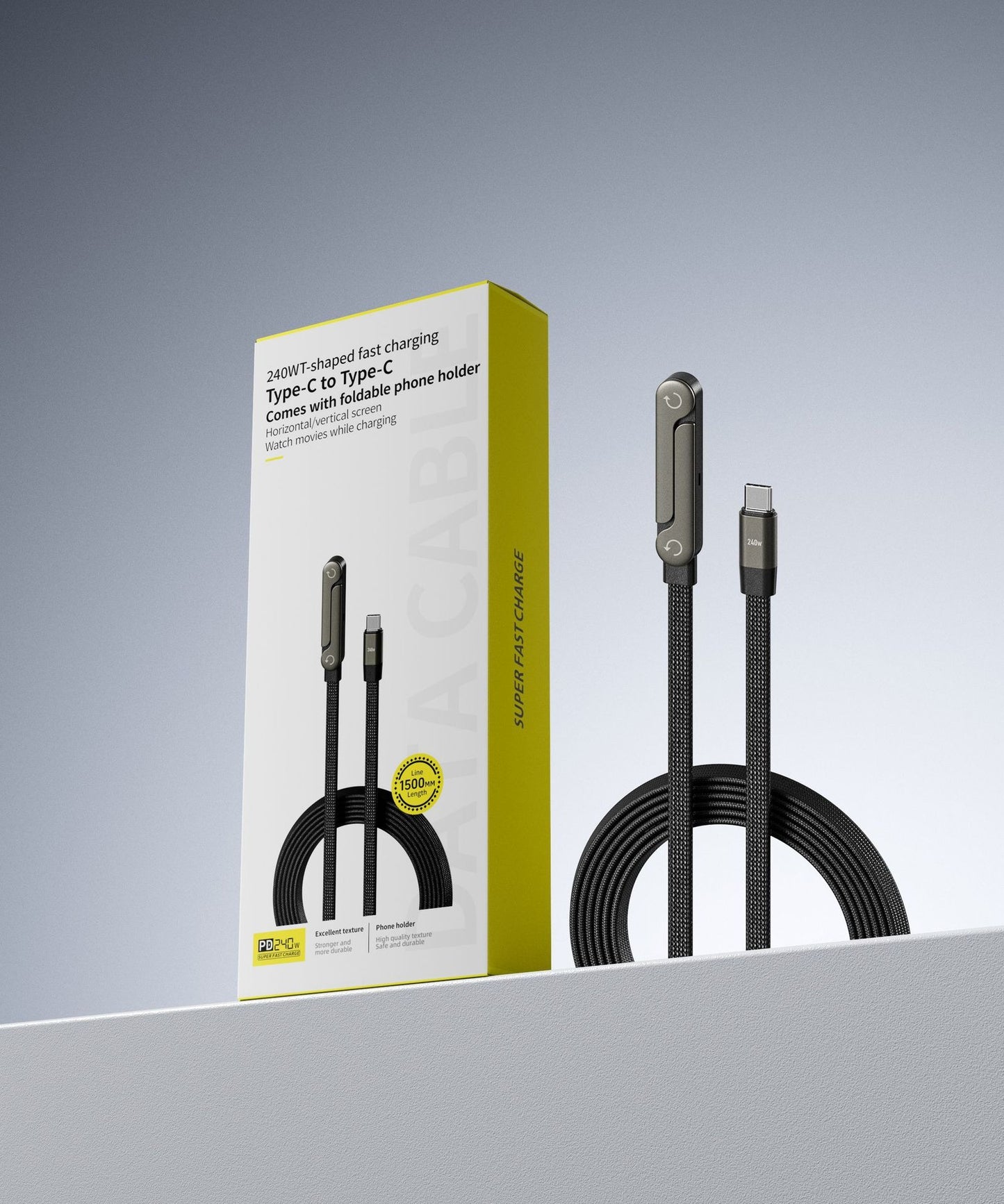 Foldable Fast Charge Phone Stand Cable